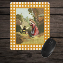 Vintage Bee Little Girl Honey Pot Mouse Pads