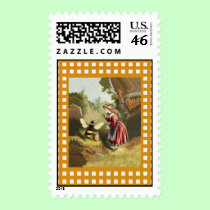 Vintage Bee Little Girl Honey Pot stamps