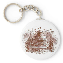 Vintage Beehive Beekeeping Keychains