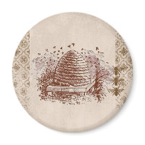 Vintage Beehive Beekeeping Refrigerator Magnet