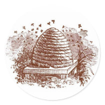 Vintage Beehive Beekeeping Round Stickers