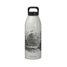 Vintage Beehive Honey Bees Beekeeping Water Bottles