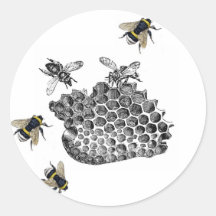 Vintage Bees Round Sticker