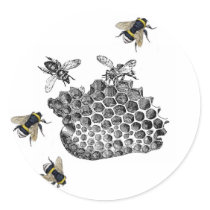 Vintage Bees Round Sticker
