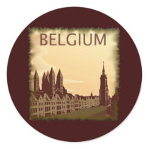 Vintage Belgium Round Sticker
