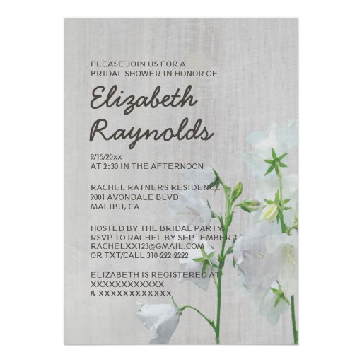 Vintage Bellflower Bridal Shower Invitations