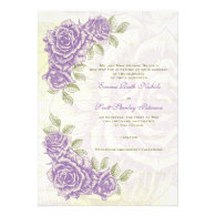 Vintage bellflower purple roses wedding invitation