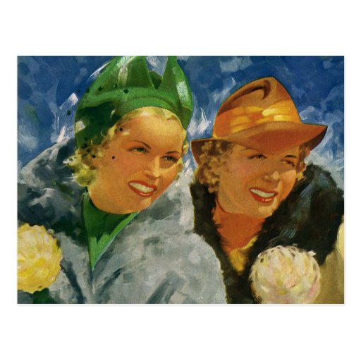 Vintage Best Friends Elegant And Stylish Women Postcard Zazzle