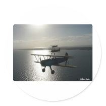 Vintage bi-planes in formation stickers