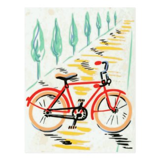 Vintage Bicycle Art Post Card