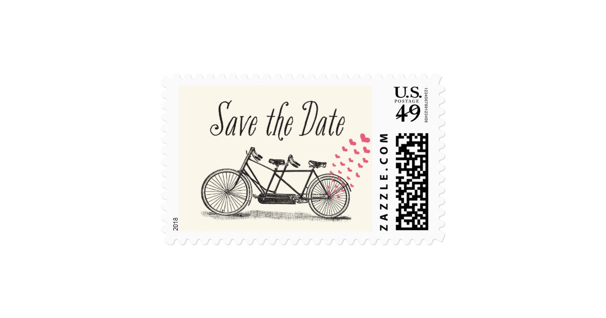 Vintage Bicycle Built For Two Save the Date Postage Stamp Zazzle