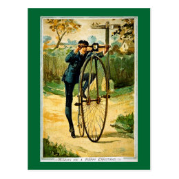 Vintage Bicycle Christmas Card Postcard