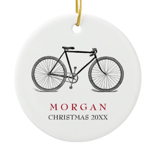 Vintage Bicycle Christmas Double-Sided Ceramic Round Christmas Ornament