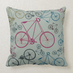 Vintage Bicycle Pattern Gifts for Cyclists Throw Pillows