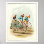 Vintage Bicycle Poster, Pennyfarthing Roosters