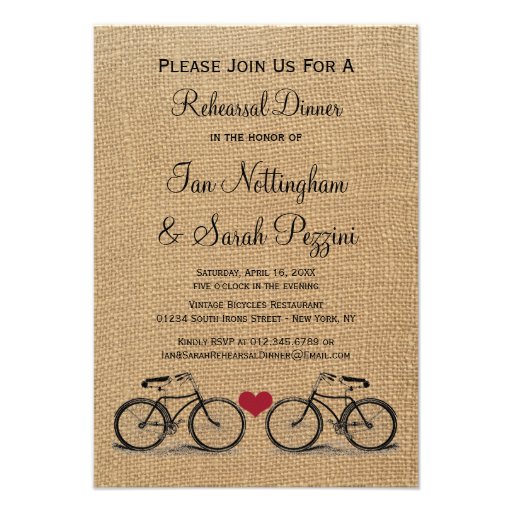 Vintage Bicycle Rehearsal Dinner Invitations