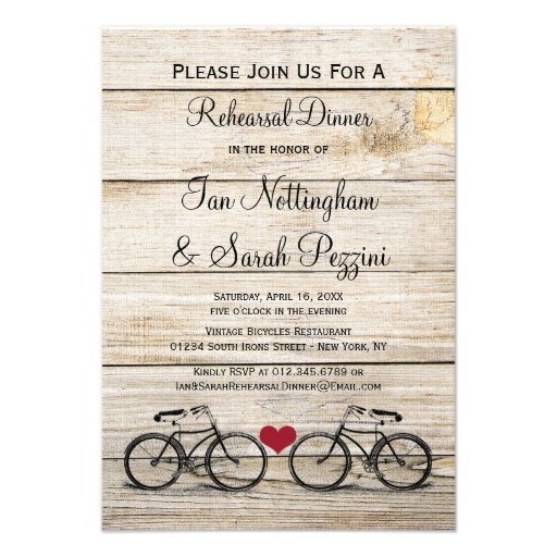 Vintage Bicycle Rehearsal Dinner Invitations