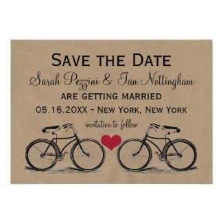 Vintage Bicycle Save the Date Wedding Cards Personalized Invitations