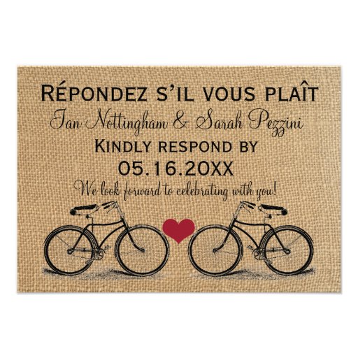 Vintage Bicycle Wedding RSVP Cards