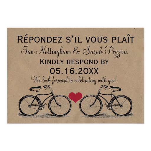 Vintage Bicycle Wedding RSVP Cards