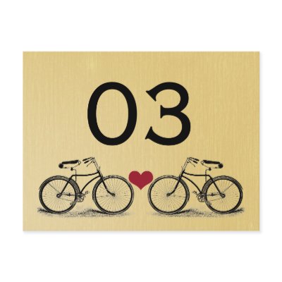 Vintage Bicycle Wedding Table Numbers Postcard