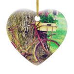 Vintage Bicycle with Flower Basket Ornament