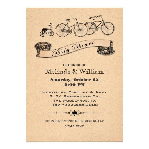 Vintage Bicycles Baby Shower Invitation