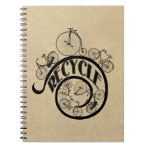Vintage Bicycles Recycle Apparel and Gifts Notebooks