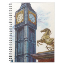 Vintage Big Ben Clock Tower Horse Statue, London Notebooks