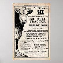 Vintage Big Bull Tractor Print