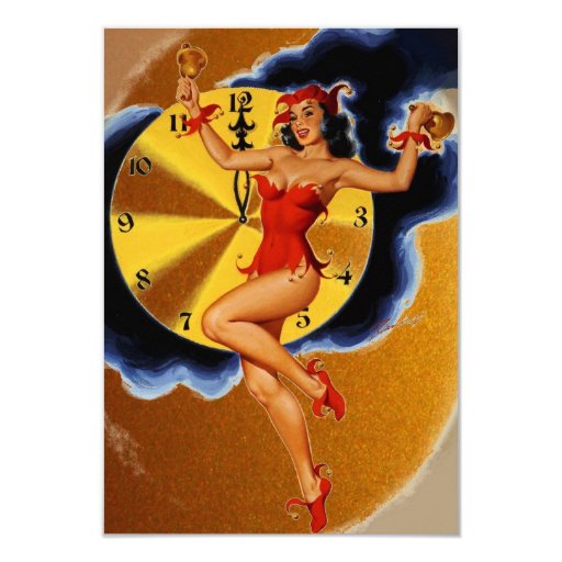 Vintage Bill Randall New Year Party Pinup Girl Card Zazzle 