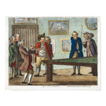 Vintage Billards Print Early Caricatures Poster