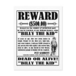 Vintage Billy the Kid Wanted Poster Post Card
