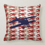 Vintage Biplane on Barn Wood Aviation Gifts Pillows