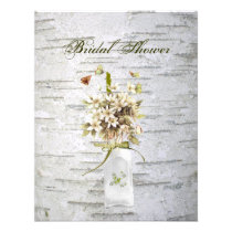 vintage birch green country wedding bridal shower announcement