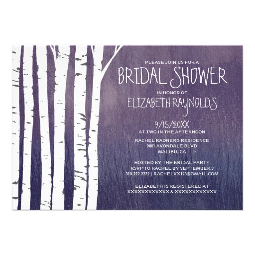 Vintage Birch Tree Bridal Shower Invitations