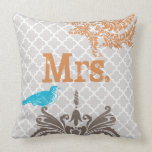 Vintage Bird Brides Pillow Monogram Tile Pattern american mojo pillows