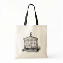 Vintage Bird Cage Tote Bags
