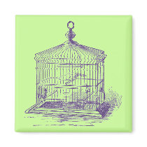 Vintage Bird Cage Fridge Magnets