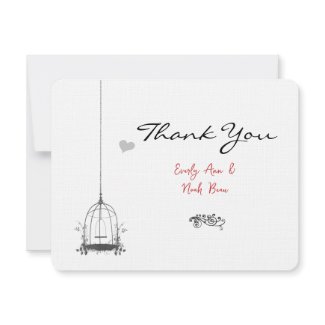 Vintage Bird Cage Red Accents Wedding Invitations invitation