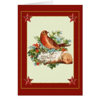 Vintage Bird Christmas Greeting Card