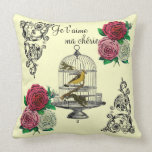Vintage Bird Collage Throw Pillows