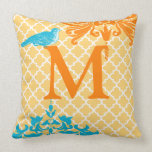 Vintage Bird Coral Aqua Monogram MoroccanTile american mojo pillows