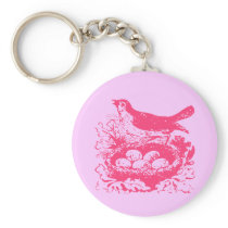 Vintage Bird Eggs & Nest Keychain