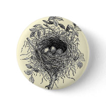 Vintage Bird Nest Illustration buttons by mosswood Vintage Bird Nest Illustration buttons