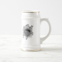 Vintage Bird Nest Illustration Coffee Mugs