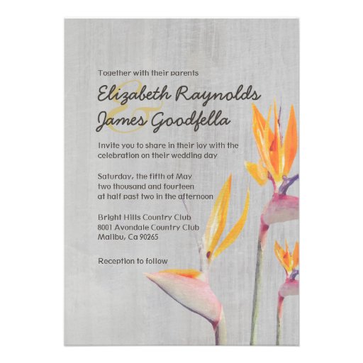 Vintage Bird of Paradise Wedding Invitations