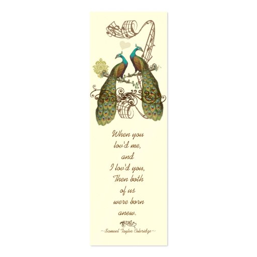 Vintage Bird Peacock Wedding Tags Business Card (front side)
