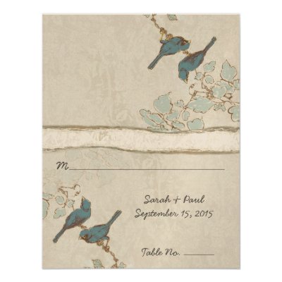 Vintage Bird Pink Musical Scroll Wedding PlaceCard Custom Invites