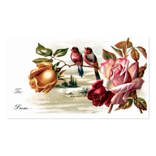 Vintage Bird Roses Gift Tag Business Card Templates